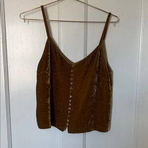 Madewell Brown Velvet Button-Front Cami